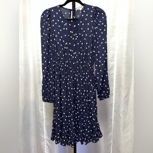 BODEN Polka Dot Pleated Bodice Long Sleeve Minidress | size 6
